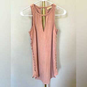 Black Swan Faux suede side tie Mini dress, pink, size XS